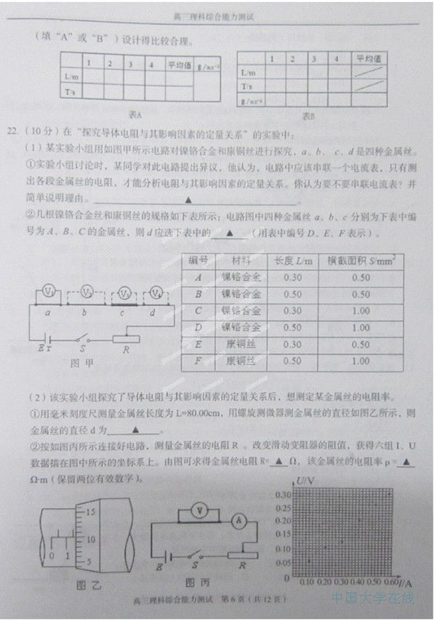 2014温州二模理综试题及答案