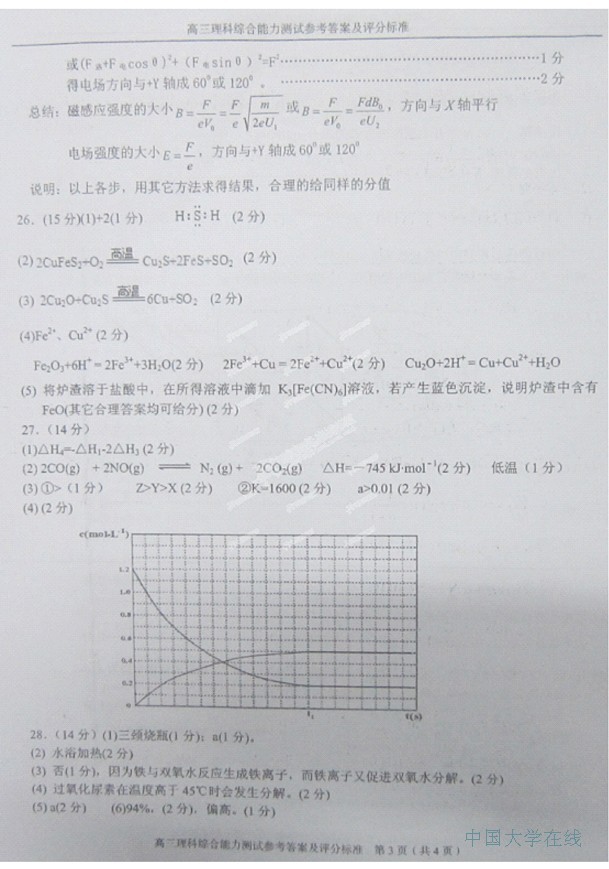 2014温州二模理综试题及答案