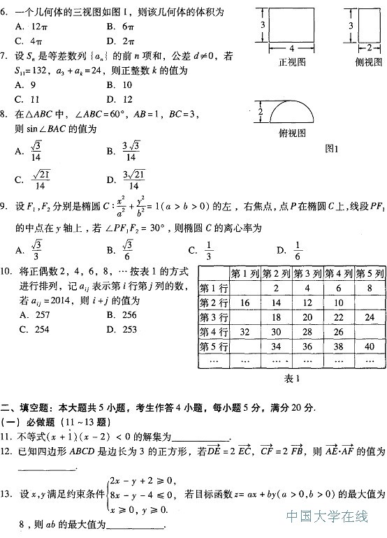 2014广州二模数学试题及答案
