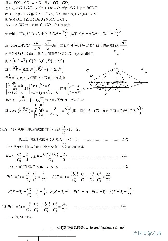 2014年全国高考二模数学理答案（新课标2）