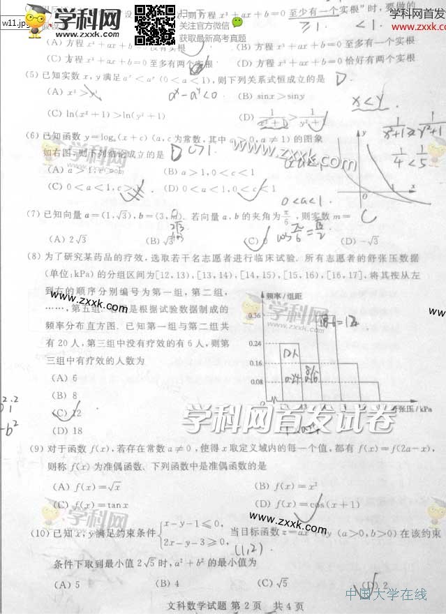2014山东高考数学文试题答案