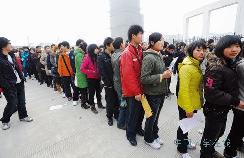 艺考生排队等待考试