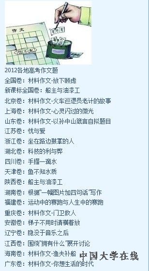 网络曝光2012年高考作文题目（图片来自于网络）