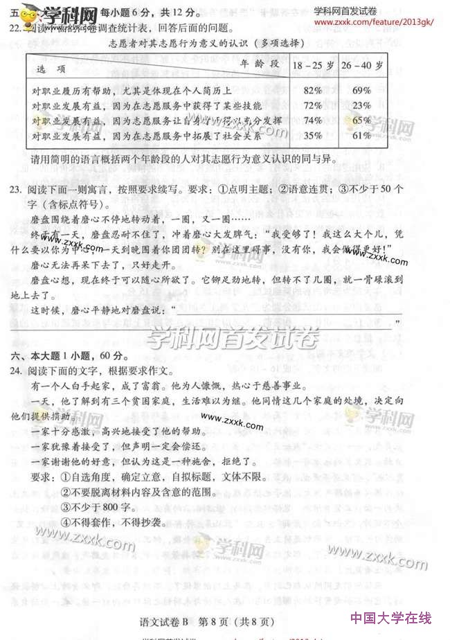 2013广东高考语文试题答案