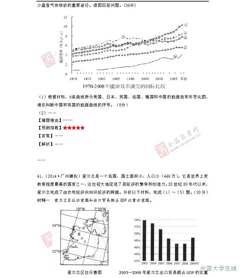 2014年高考地理预测：最有可能考的50道题