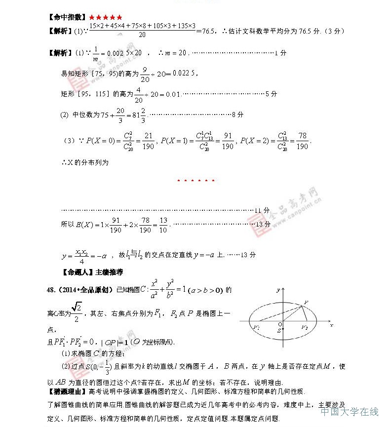 2014年高考理科数学预测：最有可能考的50道题