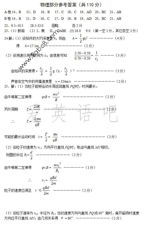 2016唐山一模理综答案唐山市2015—2016学年高三第一次模拟考试理综试题