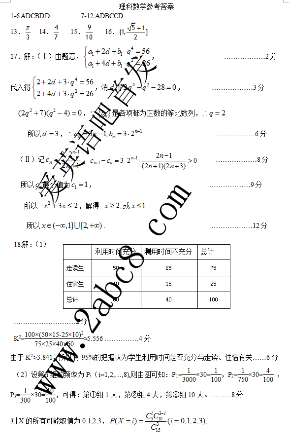 许昌平顶山新乡2016届高三第二次调研考试理科数学试题试题
