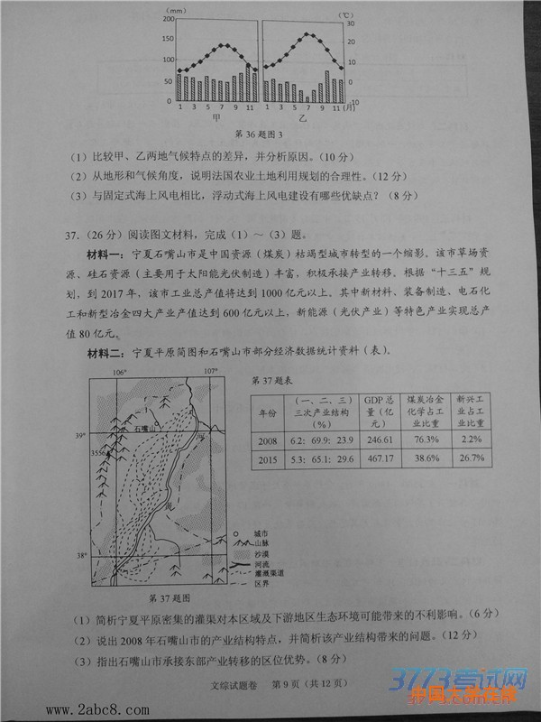 2016绍兴一模文综2016年绍兴市高三教学质量调测文科综合试题