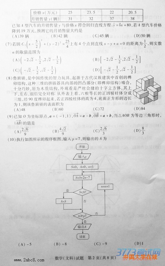 天一大联考2015-2016学年高中毕业班阶段性测试文科数学试题答案2016年4月