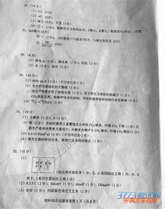 2016重庆二诊理综答案2016年全国普通高考重庆适应性测试第二次理综试题
