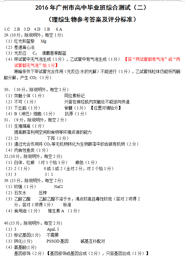 1461499054853681.png 2016广州二模理综答案2016年广州市普通高中毕业班综合测试二理科综合试题答案