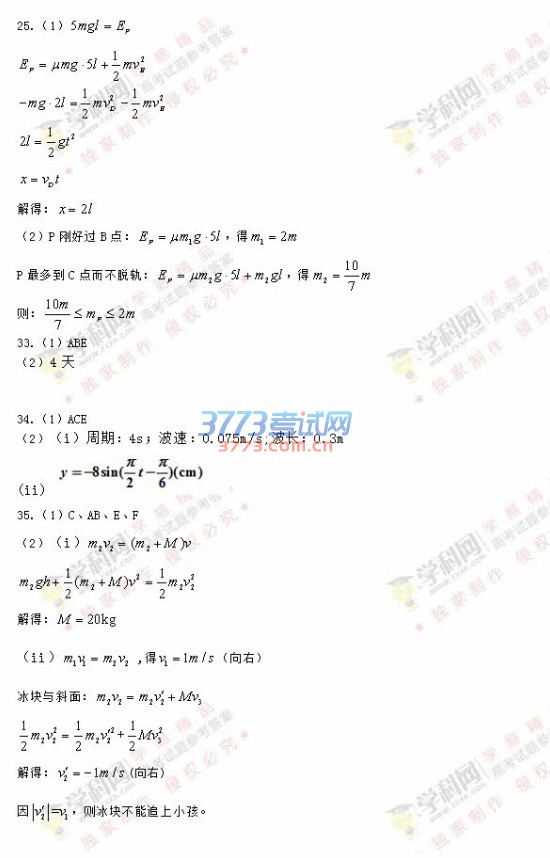 2016年新课标2理科综合高考试题及答案（图片）