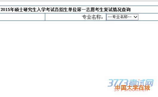 2015年硕士研究生入学考试各招生单位第一志愿考生复试情况查询 