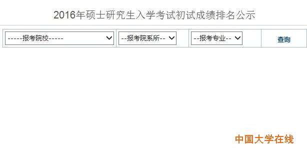 2016年硕士研究生入学考试初试成绩排名公示 
