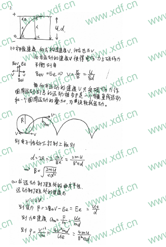 2014年卓越联盟自主招生物理试题及答案